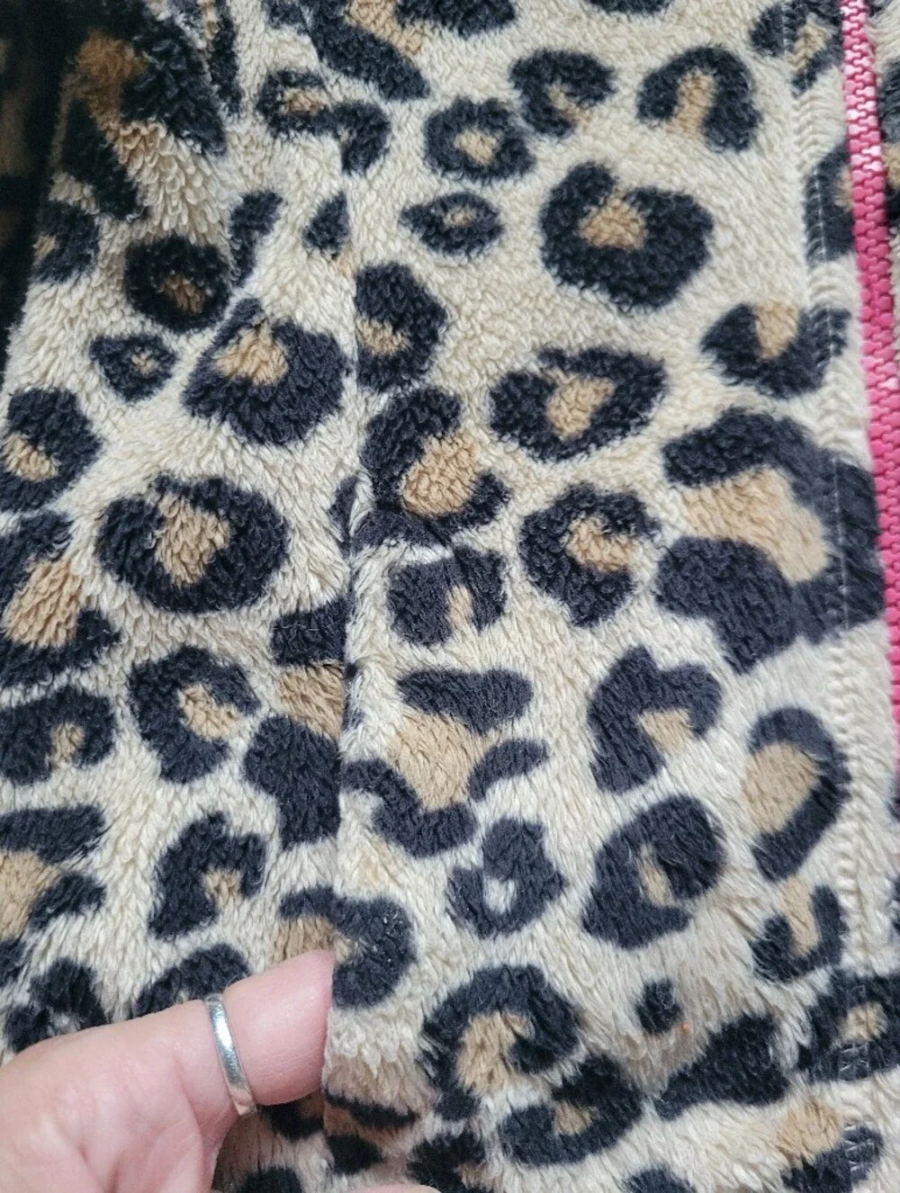 The Children Place Place Girls' Leopard Sherpa Jacket with Pink Zipper Size 4T